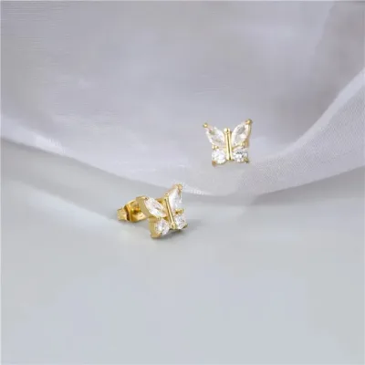 Aretes con diseño de mariposa de acero de titanio