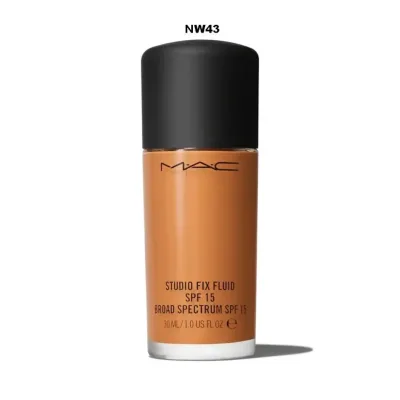 Base de maquillaje MAC líquido SPF 15 para dama tono NW43