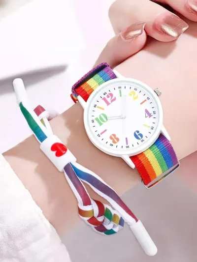 Set de reloj y pulsera para dama multicolor