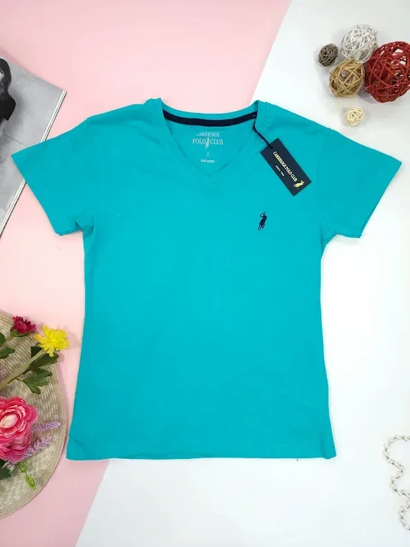 Camiseta Polo cambrige para dama color turquesa