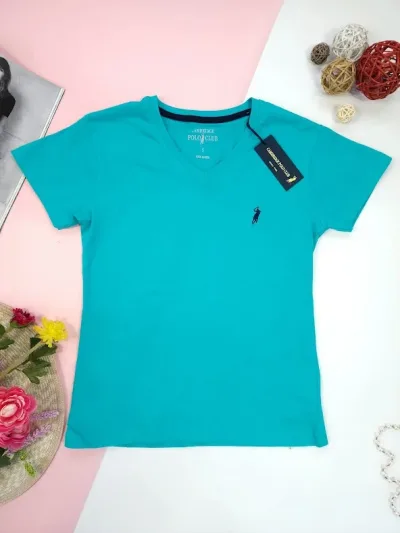 Camiseta Polo cambrige para dama color turquesa