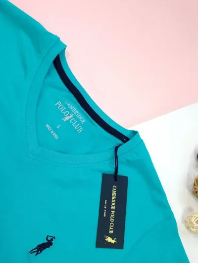 Camiseta Polo cambrige para dama color turquesa