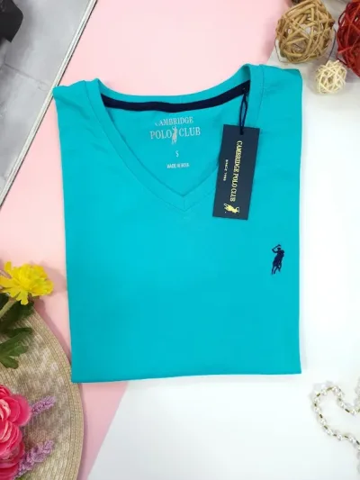 Camiseta Polo cambrige para dama color turquesa