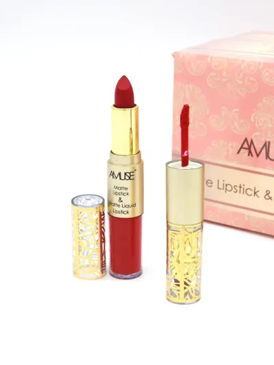 Labial Matte y Labial Líquido AMUSE Tono 8