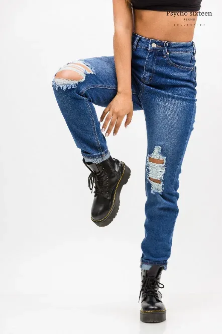 Mom Jeans Psycho Sixteen para dama PW185 color Azul