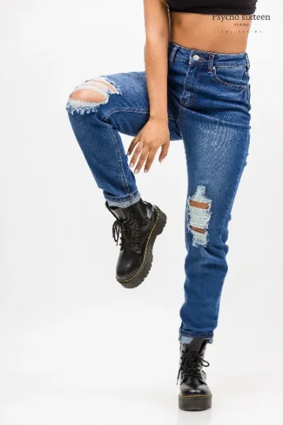 Mom Jeans Psycho Sixteen para dama PW185 color Azul