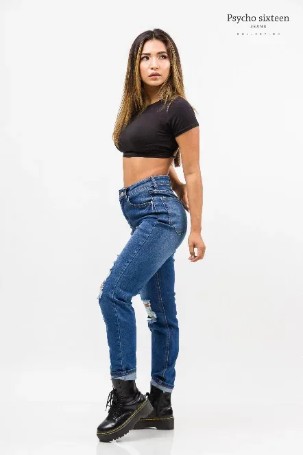 Mom Jeans Psycho Sixteen para dama PW185 color Azul