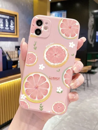 Funda de celular color sodado con diseño de naranja