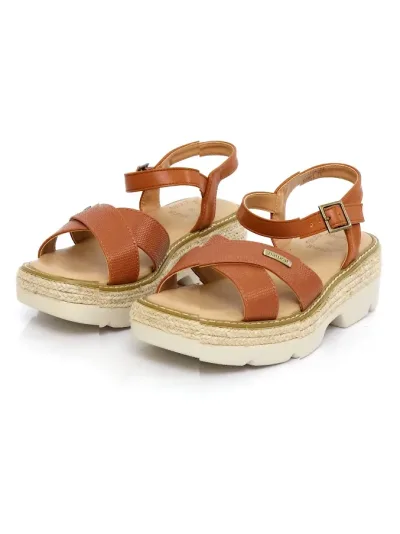 Sandalias para dama Karla Camel Pu