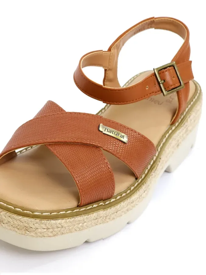 Sandalias para dama Karla Camel Pu