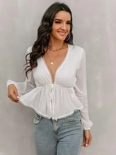 Blusa para color blanco manga larga