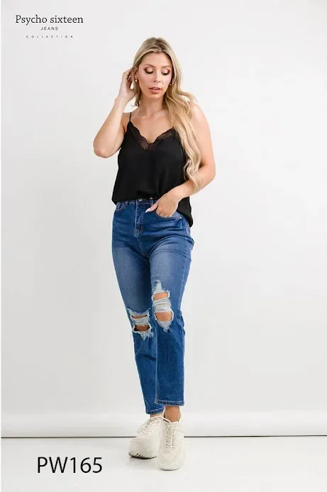 Jeans para dama Psycho Sixteen PW165 color azul