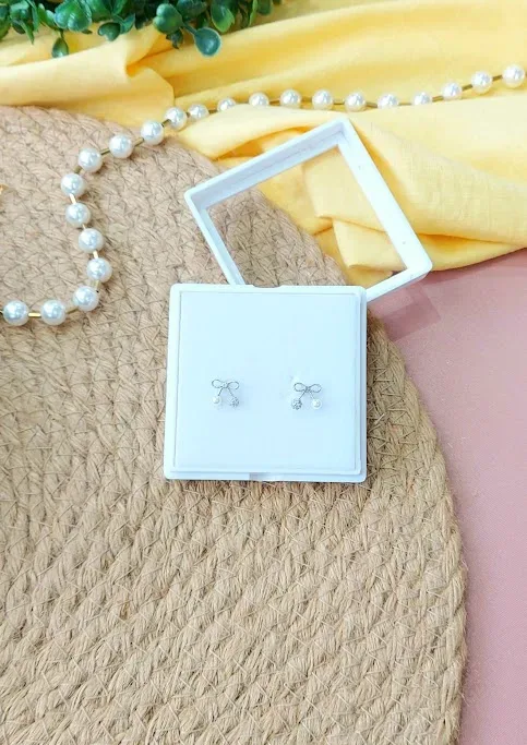 Par de aretes plata 925 para dama color plateado