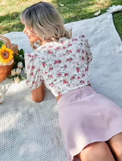 Blusa para dama color blanco con estampado florar