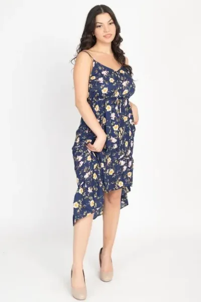 Vestido para dama color azul con estampado floral