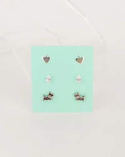 Tres pares de aretes para dama plata 925