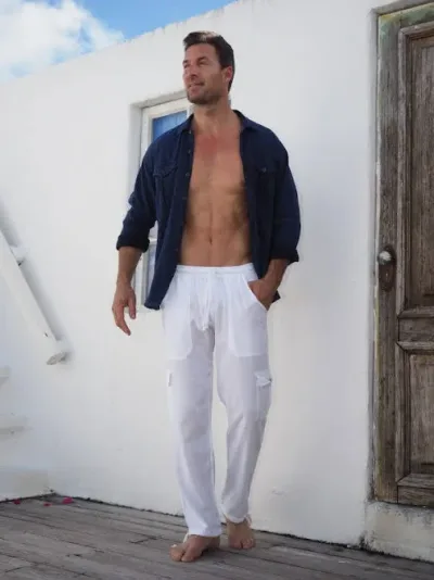 Pantalon Cotton Natural para caballero color blanco
