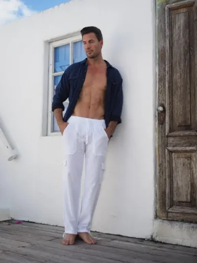 Pantalon Cotton Natural para caballero color blanco