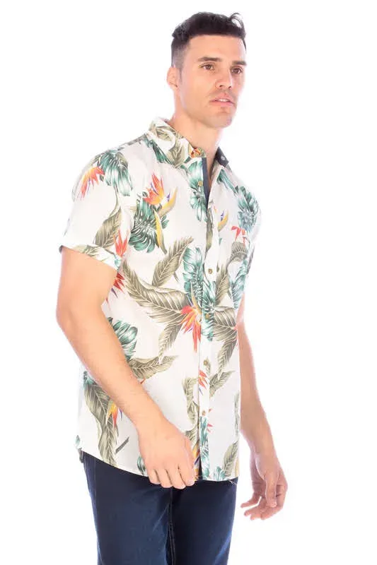 Camisa para caballero estampado tropical
