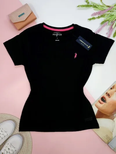 Camiseta Polo cambrige para dama color negro