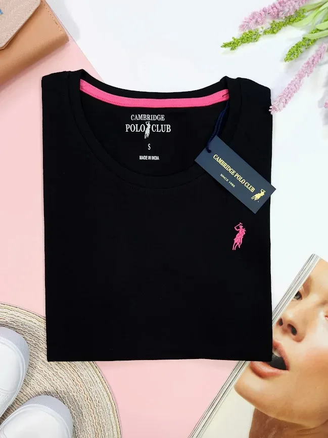 Camiseta Polo cambrige para dama color negro