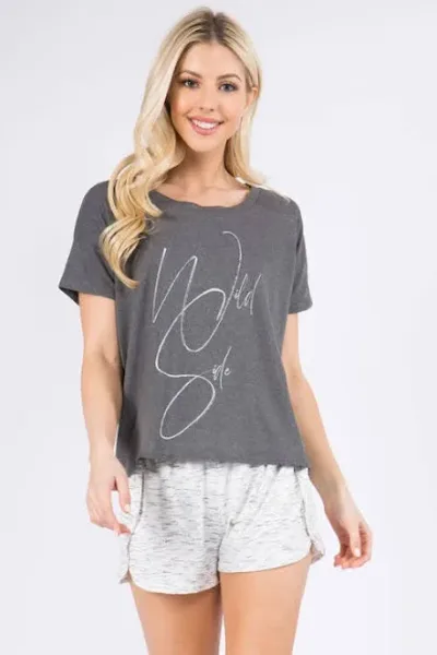 Pijama para dama color gris con blanco