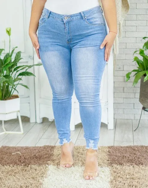 Jeans para dama plus size super skinny #20-11 color celeste