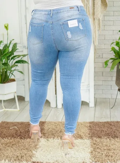 Jeans para dama plus size super skinny #20-11 color celeste