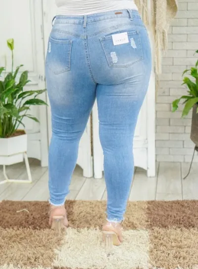 Jeans para dama plus size super skinny #20-11 color celeste