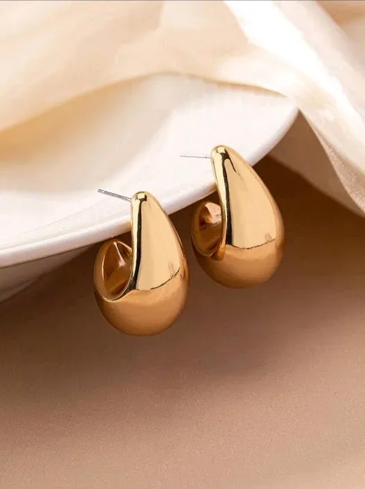 Argollas de acero inoxidable para dama color dorado