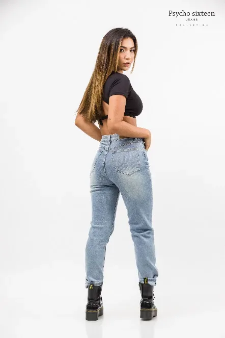 Mom Jeans Psycho Sixteen para dama PW180 color mezclilla