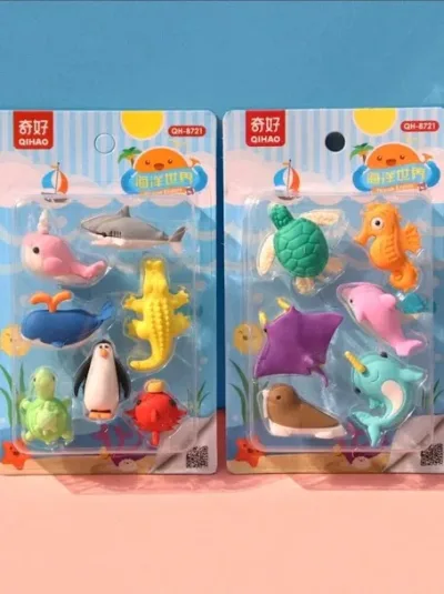 Set de borradores diseño de animales marinos multicolor al azar