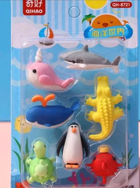 Set de borradores diseño de animales marinos multicolor al azar