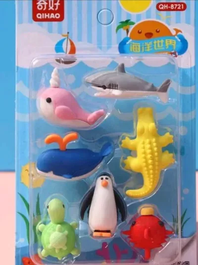 Set de borradores diseño de animales marinos multicolor al azar
