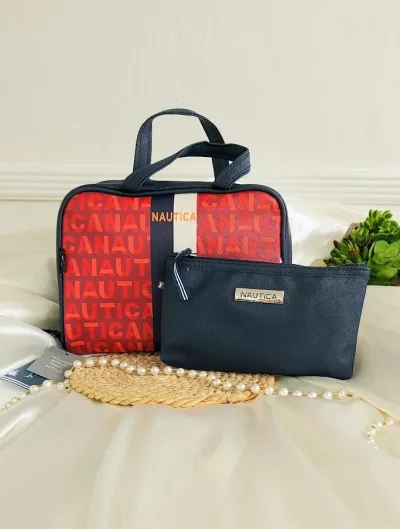 Cosmetiquera o estuche de viaje color azul y rojo 2 unidades