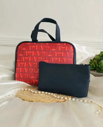Cosmetiquera o estuche de viaje color azul y rojo 2 unidades