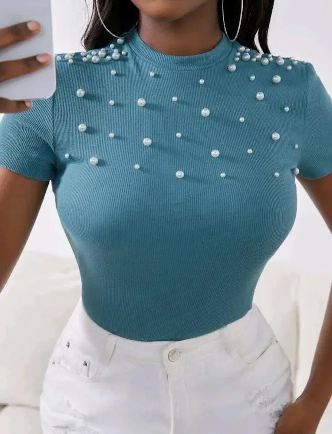 Camiseta para dama color celeste