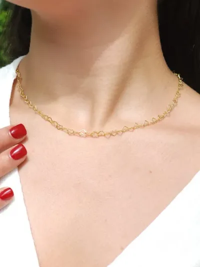 Collar plata 925 para dama color dorado con baño de oro 18K en forma de corazón #3