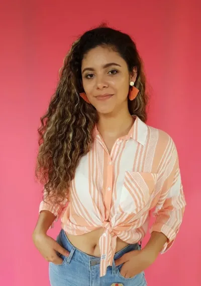 Blusa Always and Forever para dama color coral con rayas
