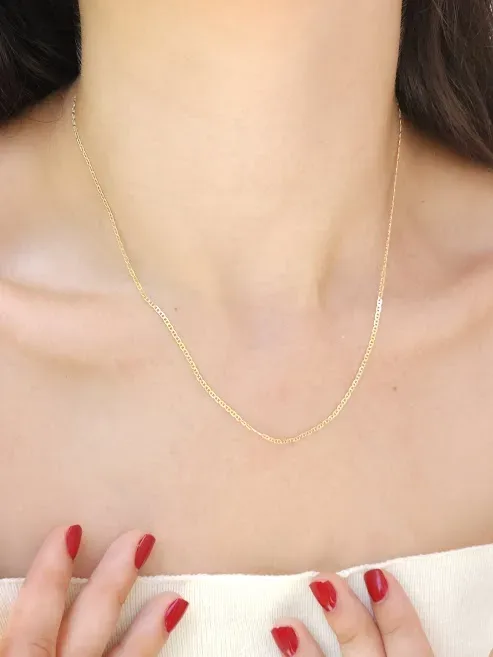Collar plata 925 para dama diseño de cadena color dorado con baño de oro 18K #12