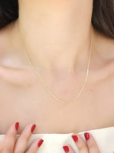 Collar plata 925 para dama diseño de cadena color dorado con baño de oro 18K #12