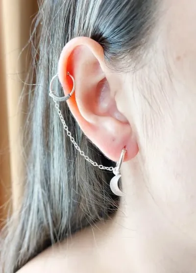 Arete idividual para dama plata 925 color plata