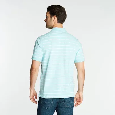 Camiseta Náutica para caballero de rayas color verde menta y blanco