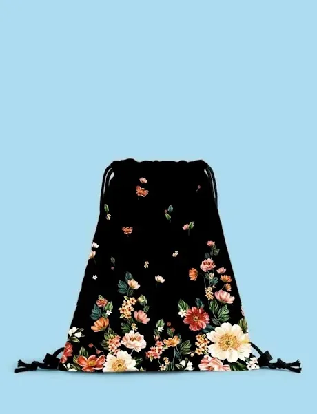 Mochila con cordón con estampado floral