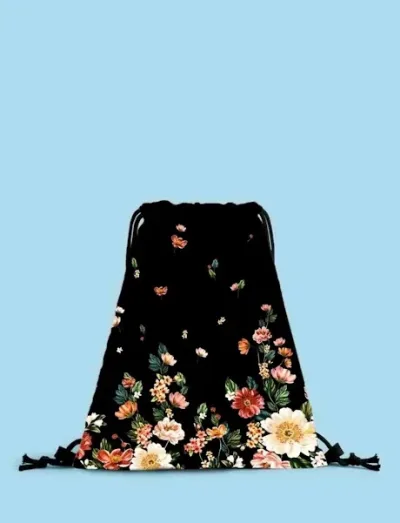 Mochila con cordón con estampado floral