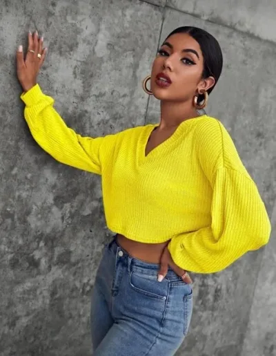Blusa manga larga para dama color amarillo