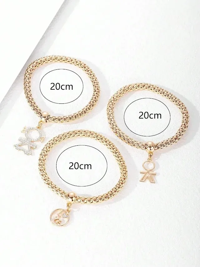 3 Piezas pulsera para dama con diseño de diamante de imitación