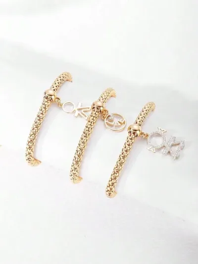3 Piezas pulsera para dama con diseño de diamante de imitación