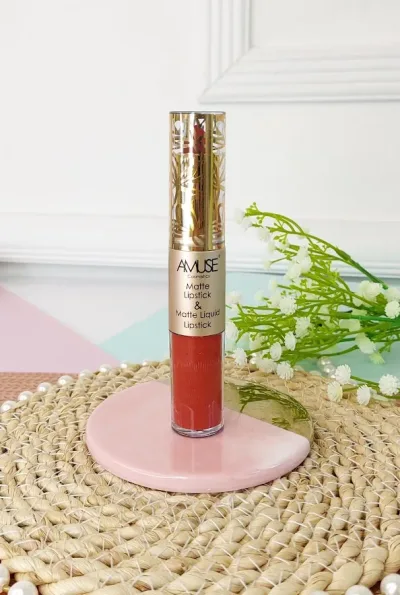 Lápiz labial doble AMUSE LIP 6289-7 Matte Lip Set Rojo sangre