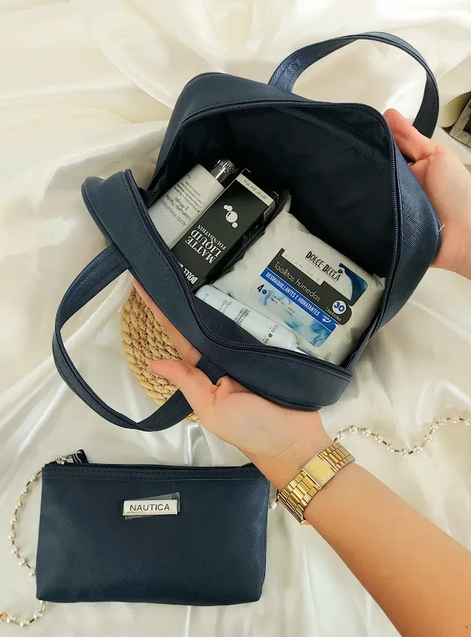 Cosmetiquera o estuche de viaje tonos azules 2 unidades